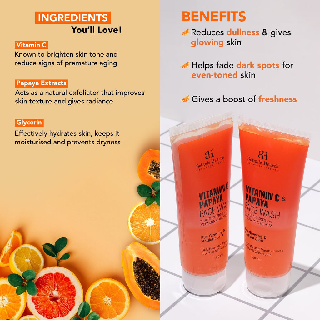 Botanic Hearth Papaya & Vitamin C Face Wash | Grocsy