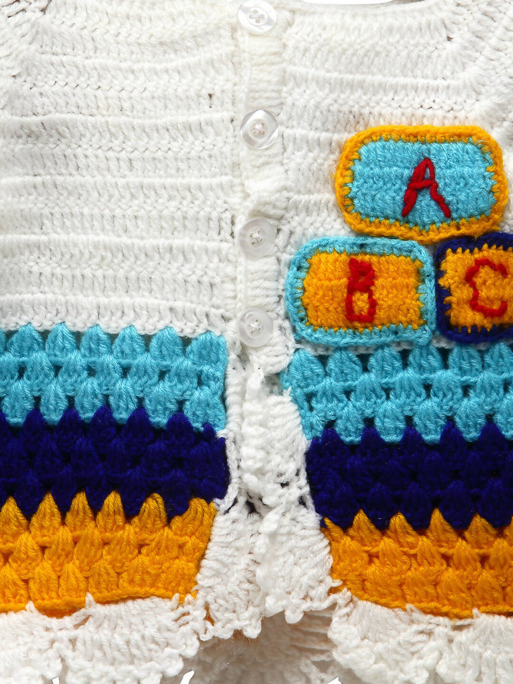 Chutput Kids White Coloured Solid Pullover with ABC Detail | Grocsy