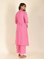 Aramya Pink Rayon Geometric Panelled Kurta for Women | Grocsy