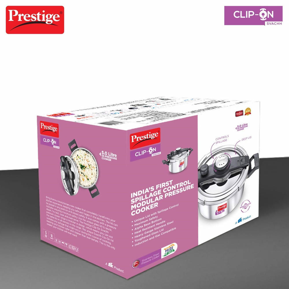 Prestige Clip On Svachh Stainless Steel Pressure Cooker | Grocsy