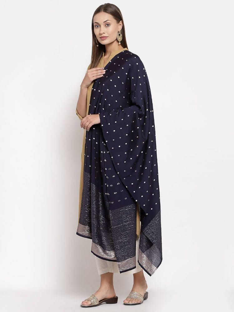 Myshka Women's Navy Blue Georgette Print Casual Dupatta | Grocsy