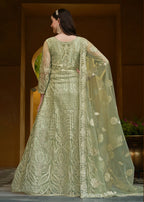 Pista Green Pure Butterfly Net Wedding Wear Anarkali Suit - Emponline | Grocsy