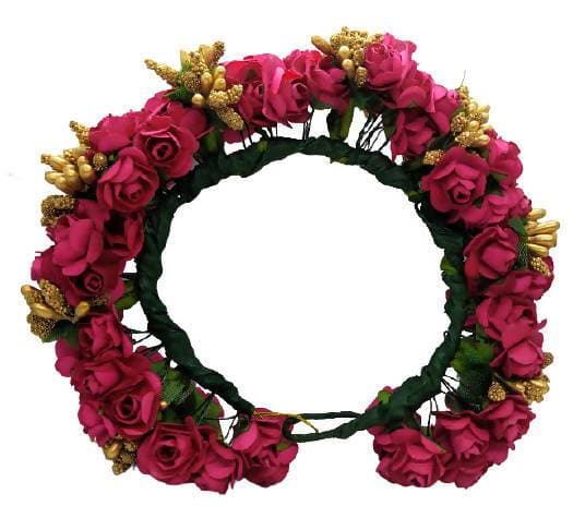 Pink & Gold Flower Gajra | Grocsy