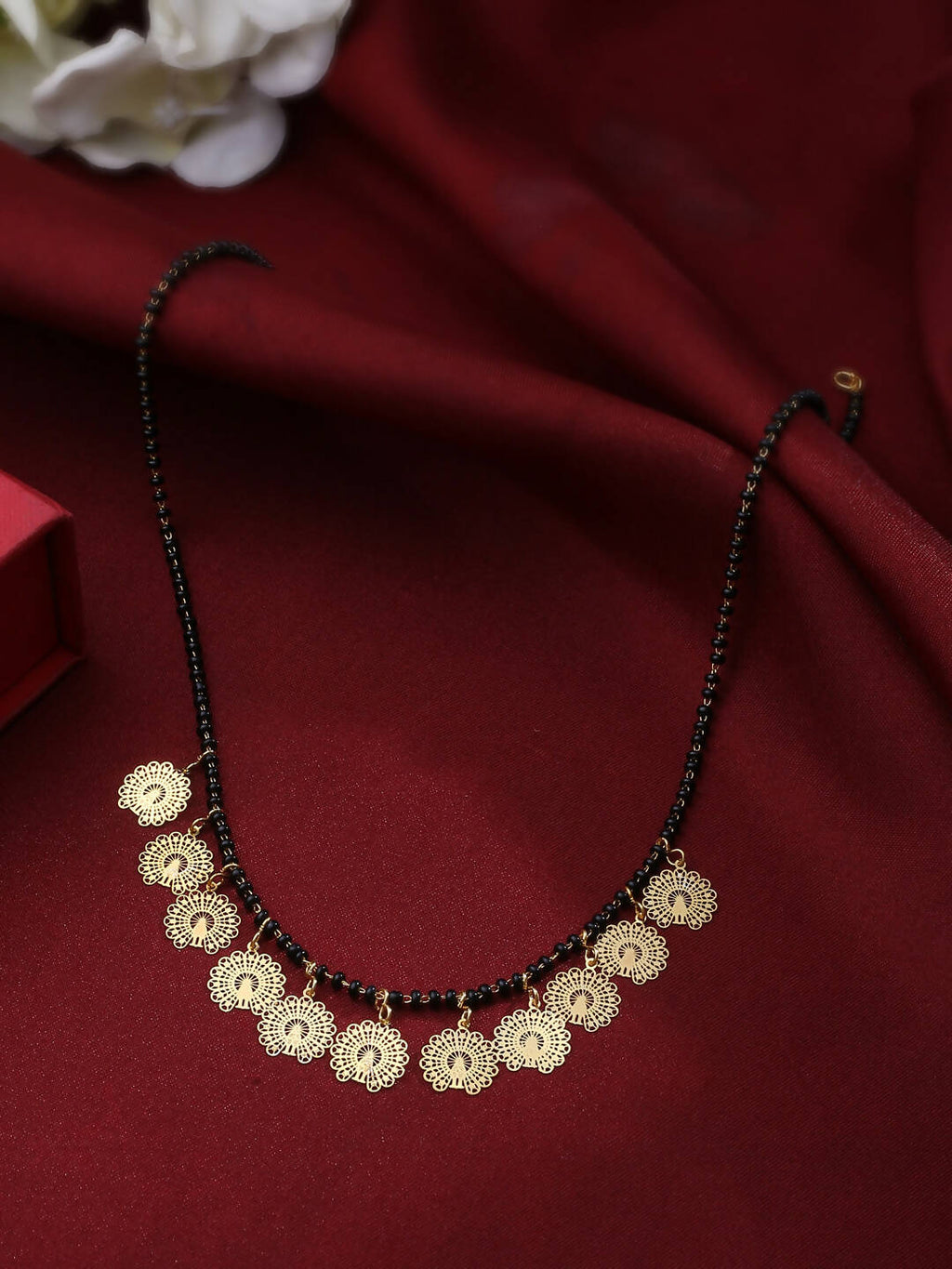 NVR Women Ethnic Gold-Polished Beaded Mangalsutra | Grocsy