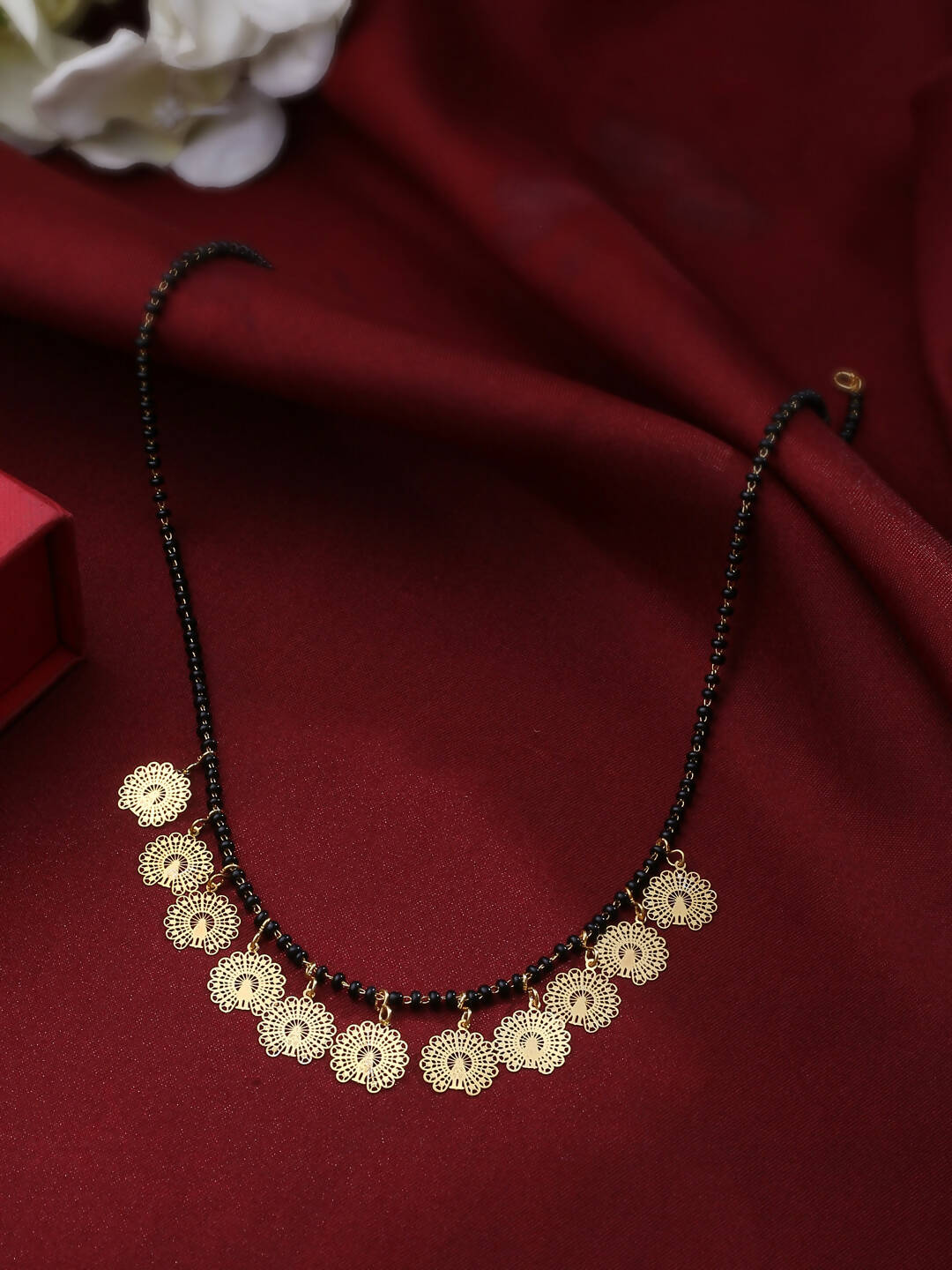 NVR Women Ethnic Gold-Polished Beaded Mangalsutra | Grocsy