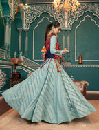 AI Fashion Pista Green Viscose Rayon Designer Navratri Lehenga Choli Collection | Grocsy