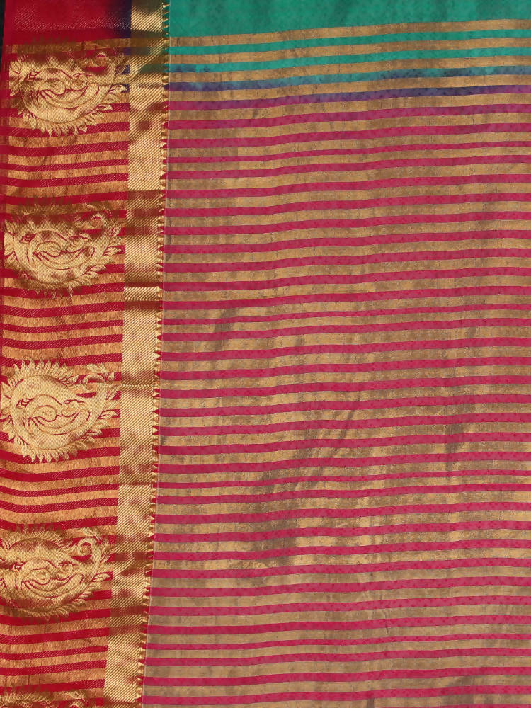 Kalamandir Woven Design Green Pashmina Saree | Grocsy