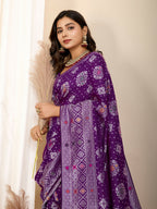 Purple Soft Silk Woven Meenakari Designer Saree - Vedanti | Grocsy