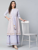 Ahalyaa Womens Powder Blue Crepe Floral Dress | Grocsy