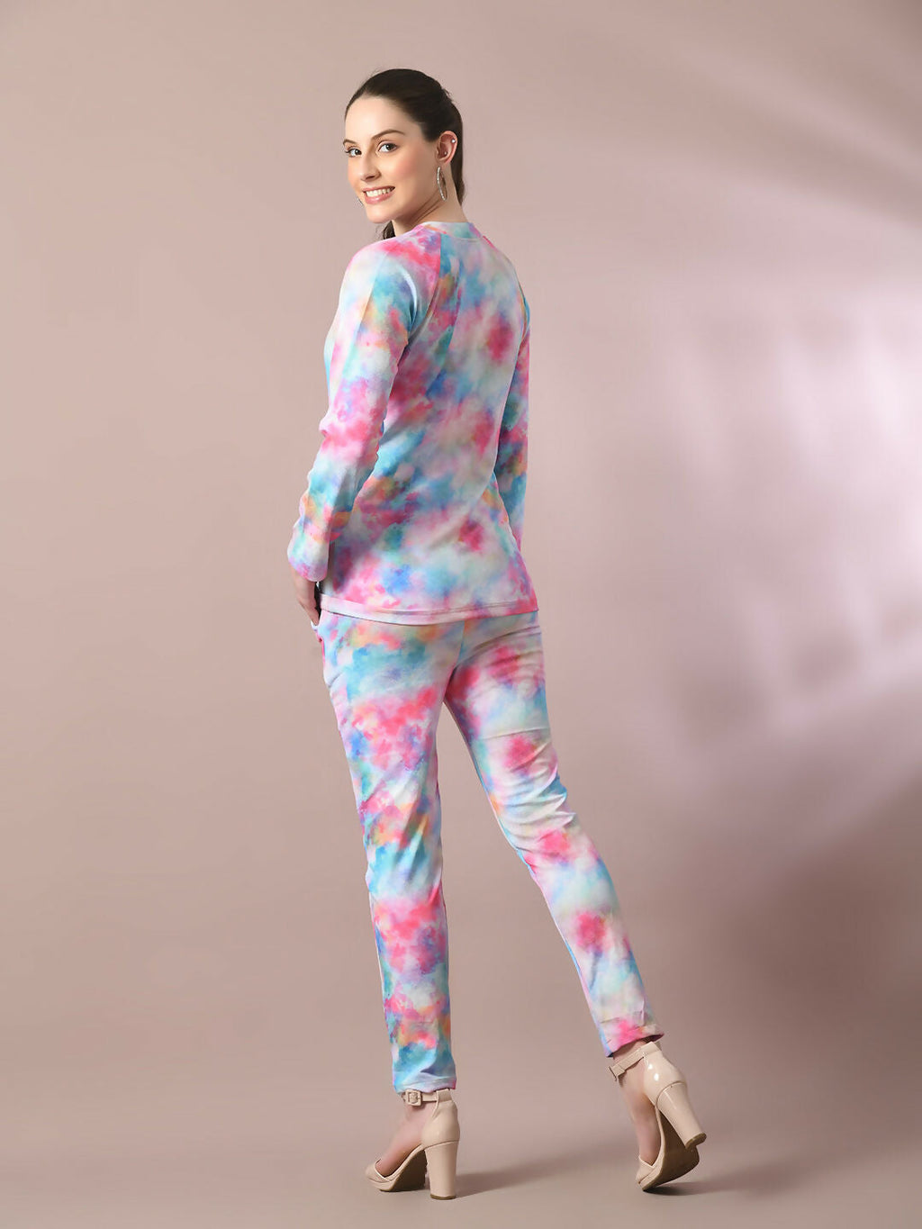 Myshka Women's Multi Printed Round Neck Party Top With Trousers Co-ord set | Grocsy