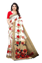 Vamika White Printed Art Silk Saree | Grocsy