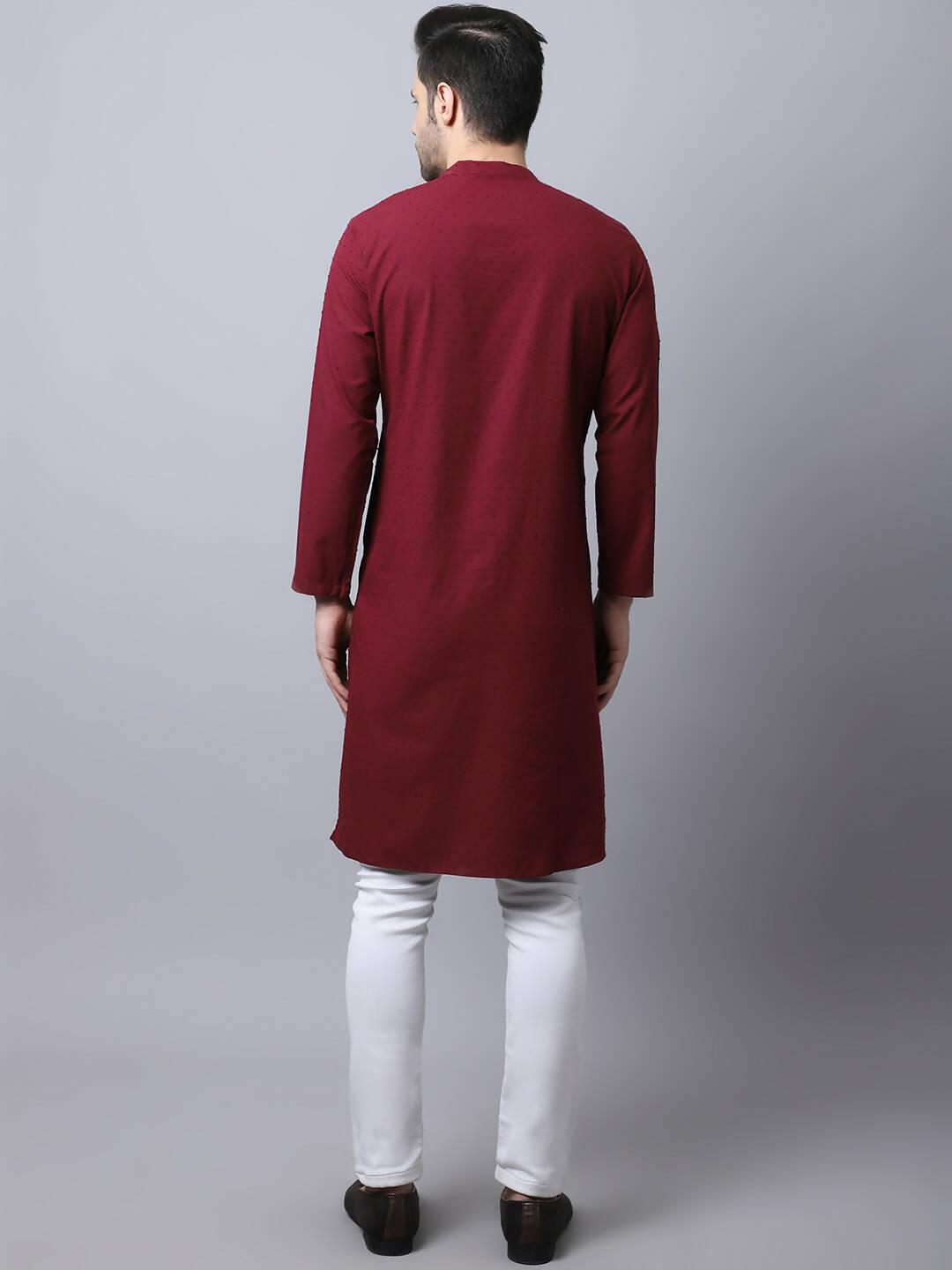 Even Apparels Maroon Pure Cotton Sherwani Men's Kurta With Asymetrical Cut | Grocsy