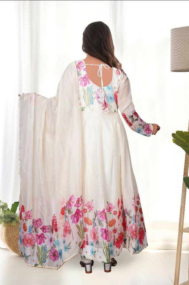 Joban Fashion Cream Kurta Set Organza Sequin Embroidery Work | Grocsy