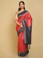 Kalamandir Ethnic Motifs Red Silk Blend Saree | Grocsy