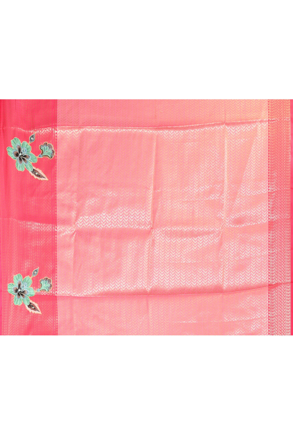 Joban Fashion Yellow Pink Saree Kataan Applick Witch Mirror | Grocsy