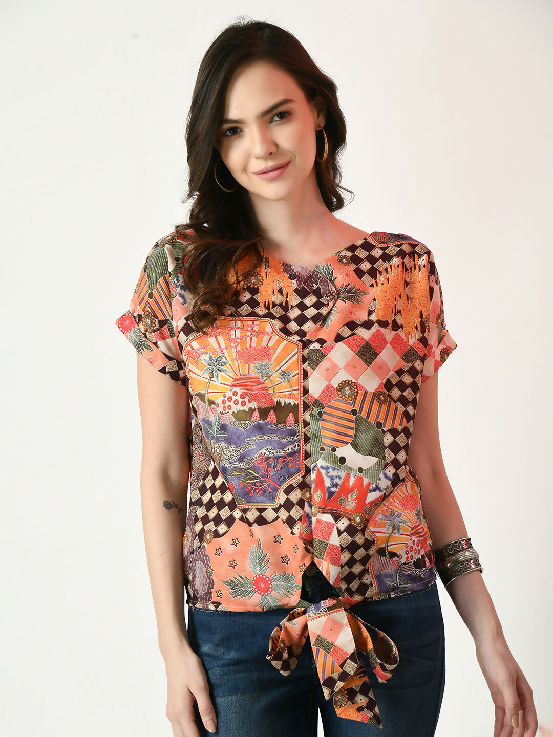 Myshka Women's Multi Printed Top | Grocsy