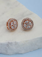 Round Rose Gold Diamond Studs- Ruby Raang | Grocsy