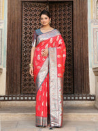 Shree Shyam Fashion Red Silk Saree | Grocsy