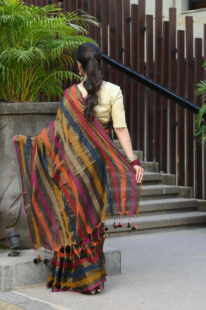 Beatitude Multicolor Tissue Silk Saree | Grocsy