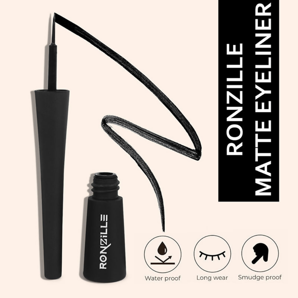 Ronzille Smudgeproof And Waterproof Liquid Matte Eyeliner - Black | Grocsy