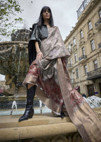Lovely Brown & Grey Polly Brasso Designer Saree - Emponline | Grocsy