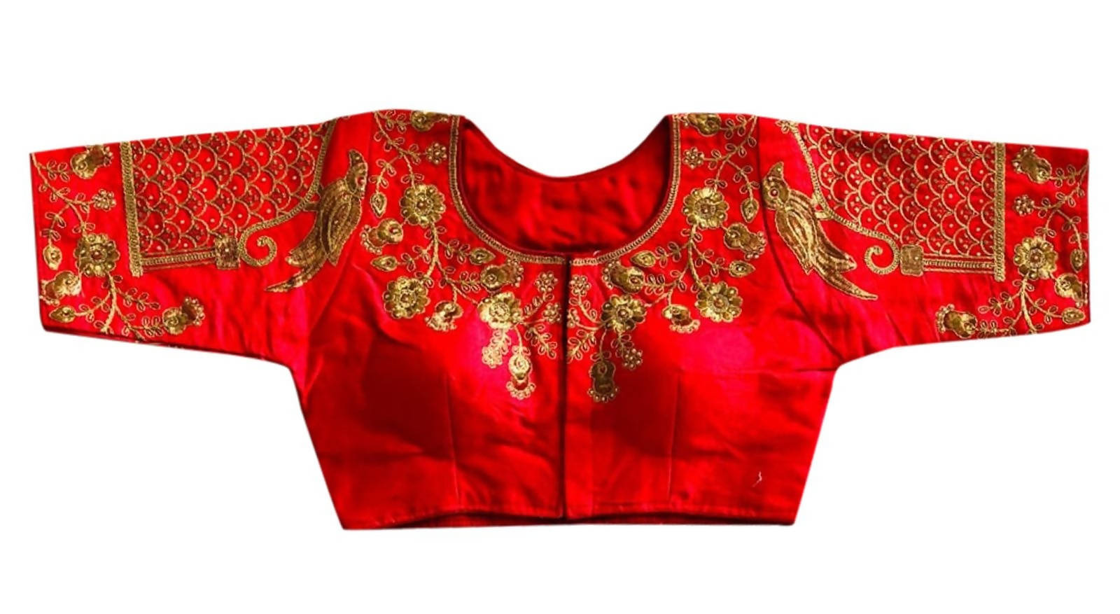 Vamika Beautiful Red Banglori Silk Embroidery Blouse | Grocsy