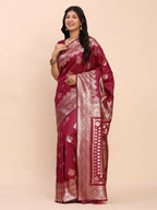 Shree Shyam Fashion Banarasi Silk Magenta Saree | Grocsy