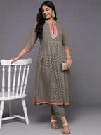 Ahalyaa Women's Traditional wear Kurta Set - Grey | Grocsy