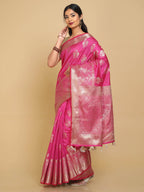 Kalamandir Zari Paisleys Pink Silk Blend Saree | Grocsy