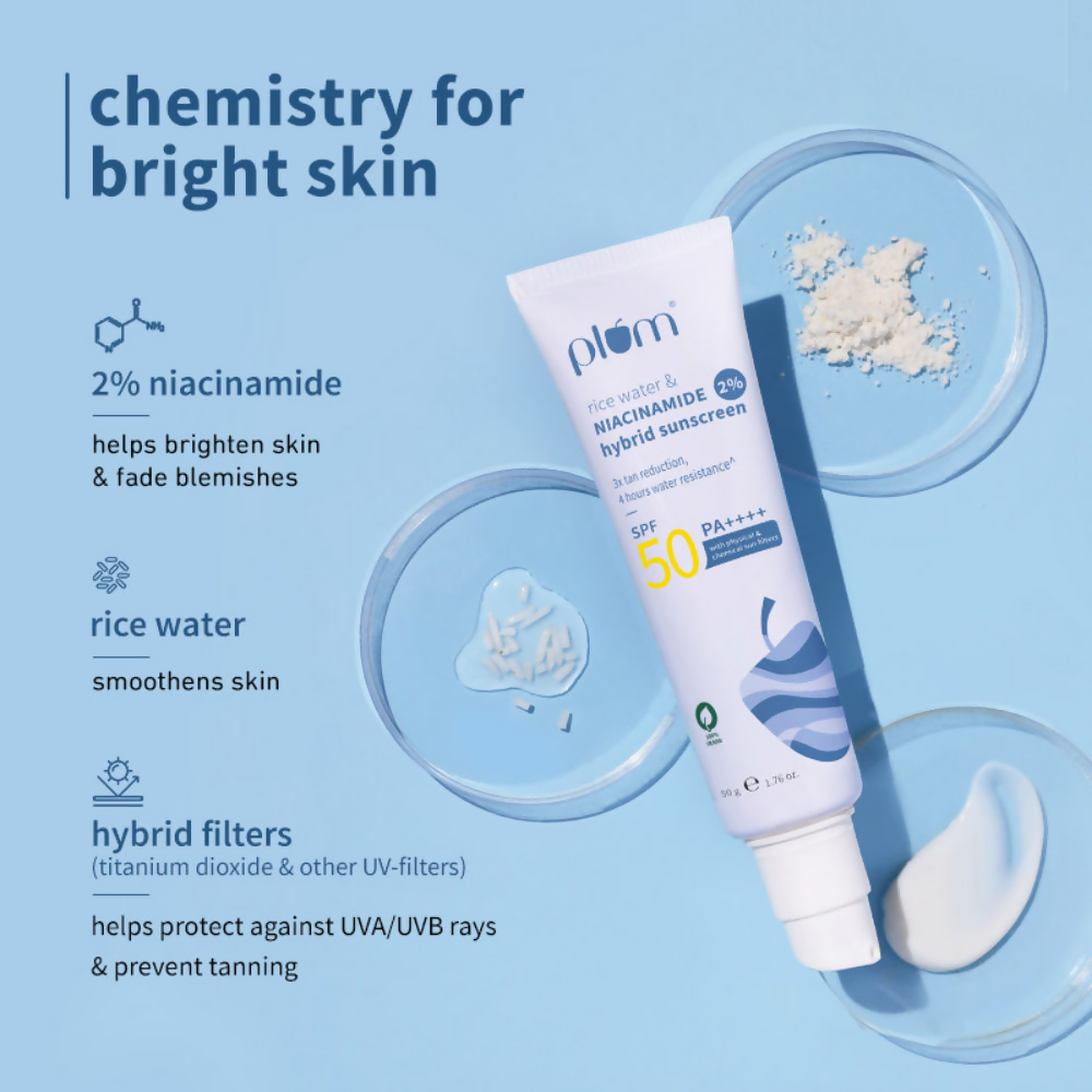 Plum Bestselling 2% Niacinamide & Rice Water SPF 50 PA+++ | Grocsy