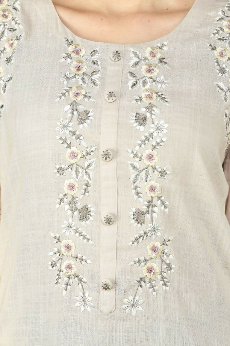 Joban Fashion Beige Cotton Rayon Kurta Set | Grocsy
