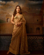 Joban Fashion Beige Rose Gold Silk Party Wear Sarees | Grocsy