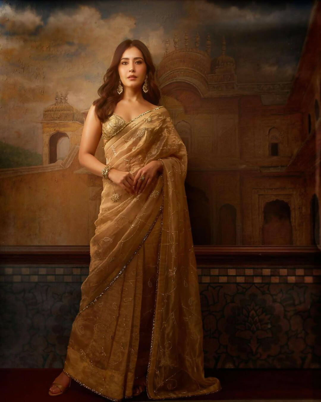 Joban Fashion Beige Rose Gold Silk Party Wear Sarees | Grocsy