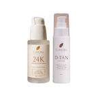 Flawora Set of 24k Golden Glow Face Serum and D-Tan Lotion | Grocsy