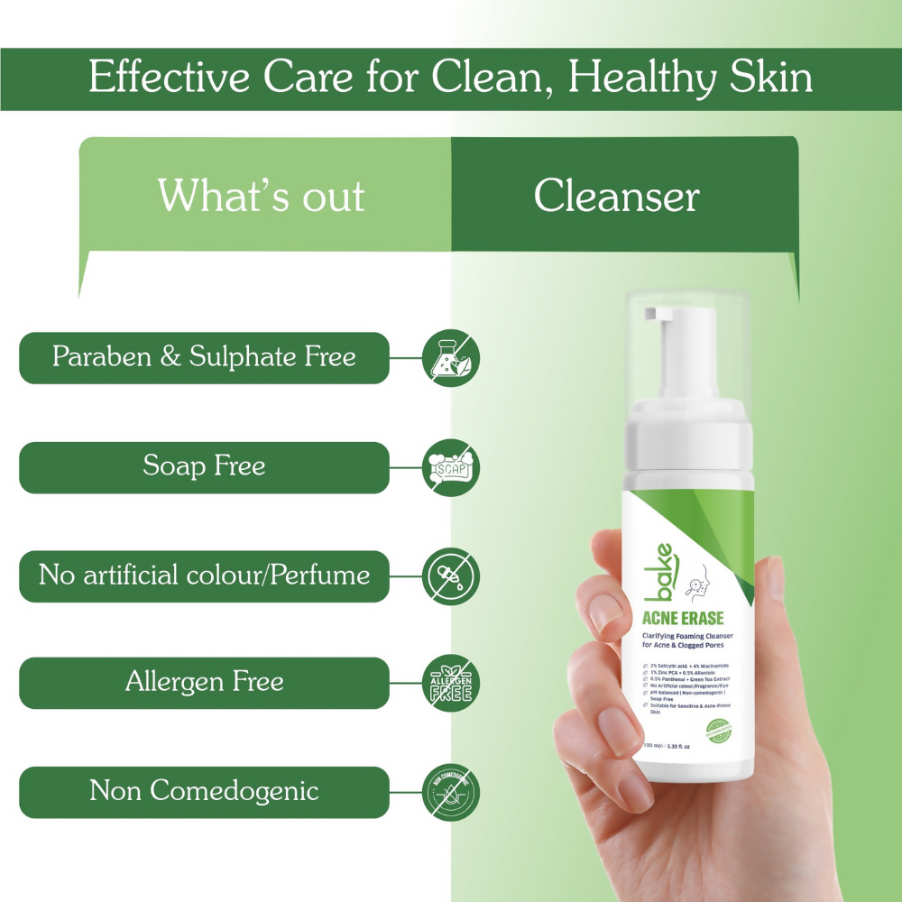 Bake Acne Erase Foaming Face Wash | Grocsy