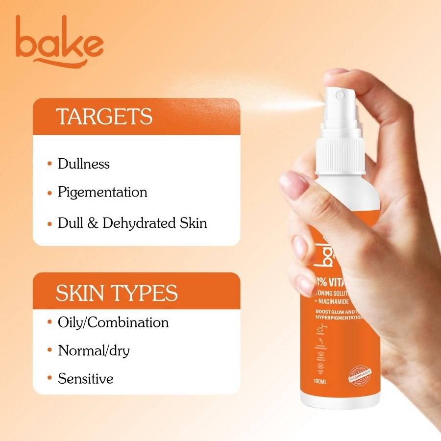 Bake 3% Vitamin C Toner With Niacinamide For Brightening & Glowing Skin | Grocsy