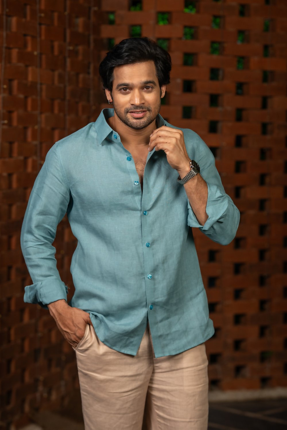 Linen See Blue Azure Breeze Shirt By Hilo Design | Grocsy