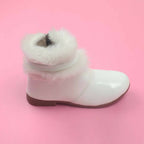 Tiny Bugs Girls Faux Fur Detail Winter Boots - White | Grocsy