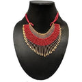 MS Fashion India Latest Traditional Red and Gold Threaded Necklace For Women | Grocsy