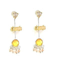 Bling Accessories Druzy Amber Color Semi Precious Stone 92.5 Sterling Silver Earrings | Grocsy