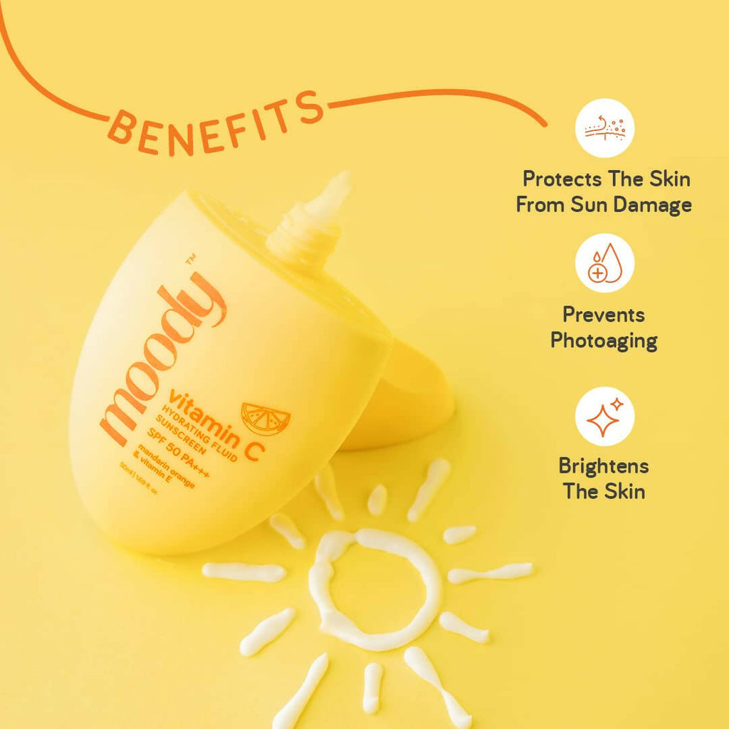 Moody Vitamin C Hydrating Fluid Sunscreen with SPF 50 PA+++ | Grocsy