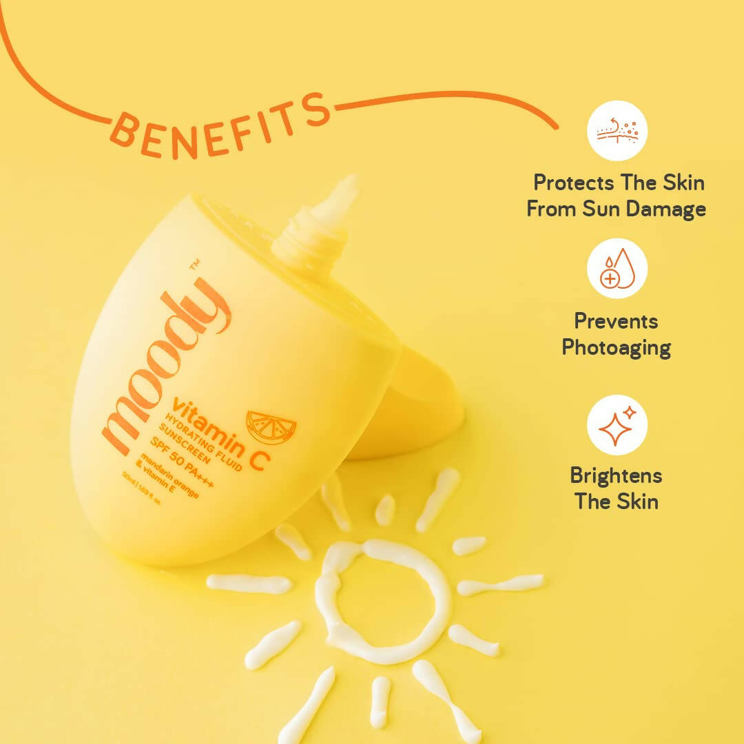 Moody Vitamin C Hydrating Fluid Sunscreen with SPF 50 PA+++ | Grocsy