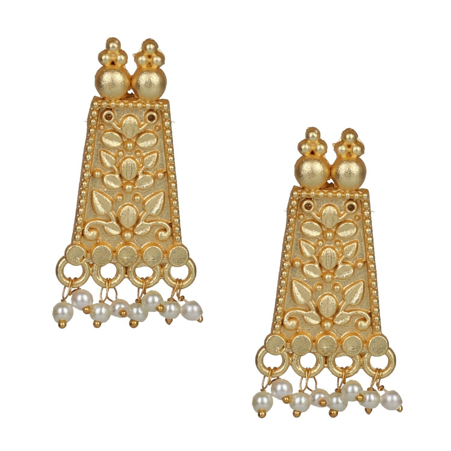 Joban Fashion Women Matte Gold Brass Earrings | Grocsy