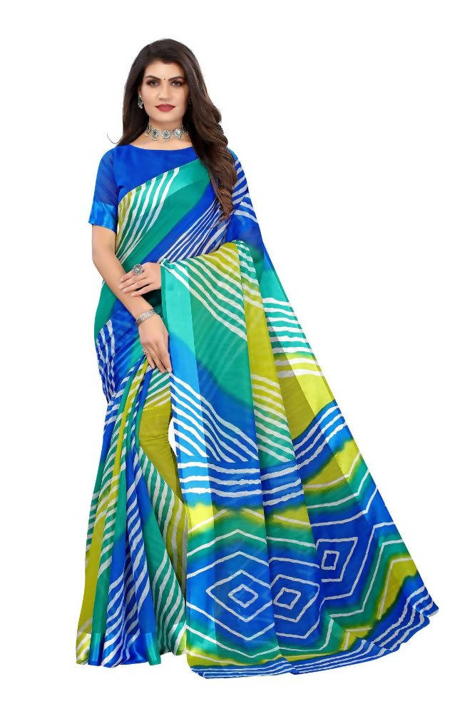 Vamika Blue Linen Satin Border Saree | Grocsy
