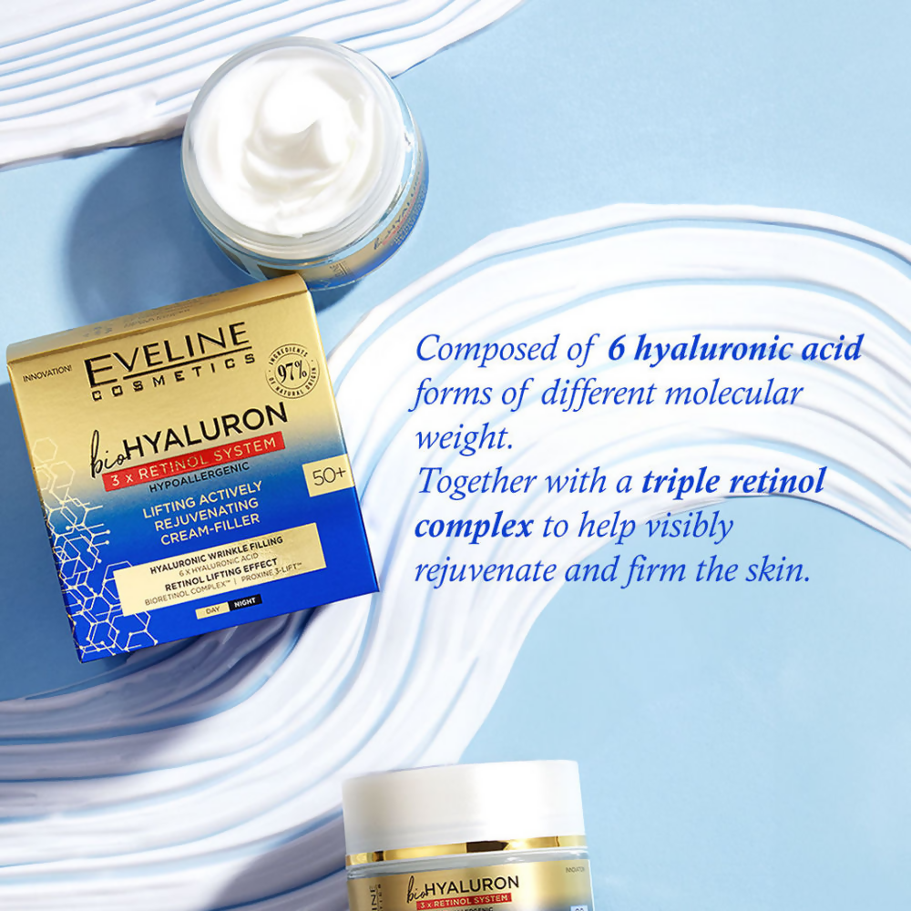 Eveline Cosmetics Bio Hyaluron 3X Retinol System Lifting Actively Rejuvenating Day & Night Cream | Grocsy