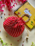 Joban Fashion Pearl Hand Work Potli Bag - Red | Grocsy
