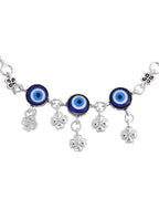 VOJ Set Of 2 Silver Plated Evil Eye Handcrafted Anklets | Grocsy