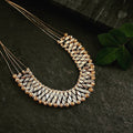 Bling Accessories 4 Rows Fine Brass Metal Chain Necklace With Hand Weaved Glass Crystal | Grocsy