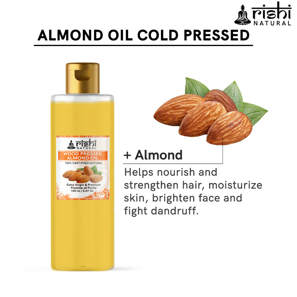 Rishi Natural Almond Oil Wood Pressed Skin And Hair | Grocsy