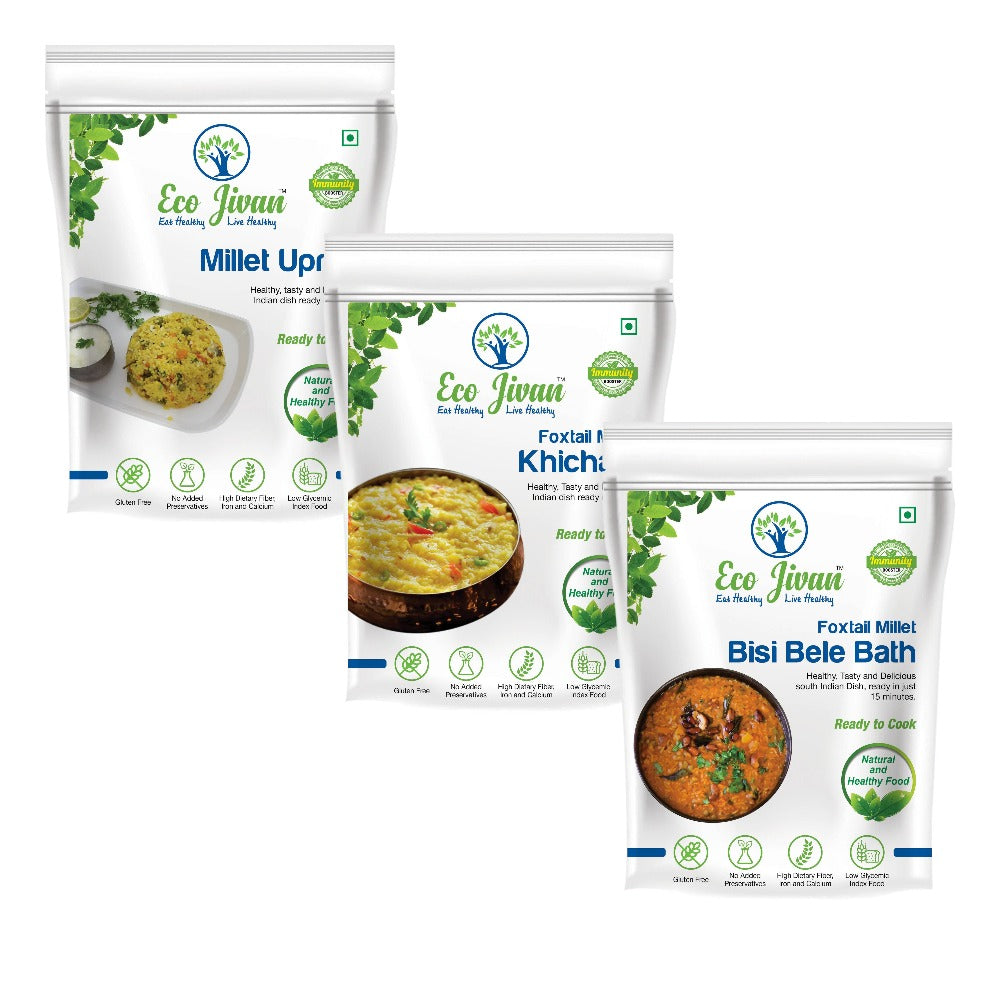 Instant Millet South Indian Foods Combo (3 x 200 gms) | Grocsy